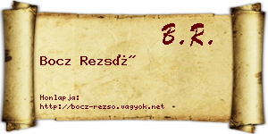 Bocz Rezső névjegykártya